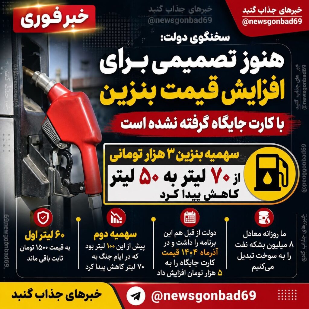 کاهش سهمیه بنزین ۳ هزار تومانی به ۵۰ لیتر؛ سهمیه ۱۵۰۰ تومانی ثابت ماند