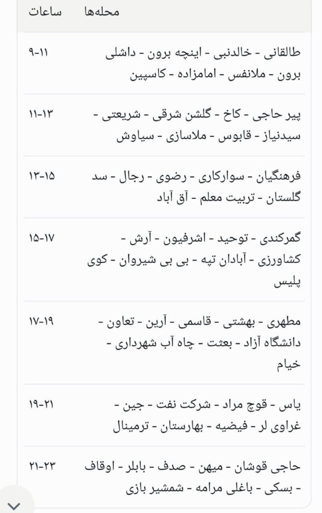 برنامه خاموشی برق گنبدکاووس در دوشنبه ۱۲ مرداد ۱۴۰۵ اعلام شد
